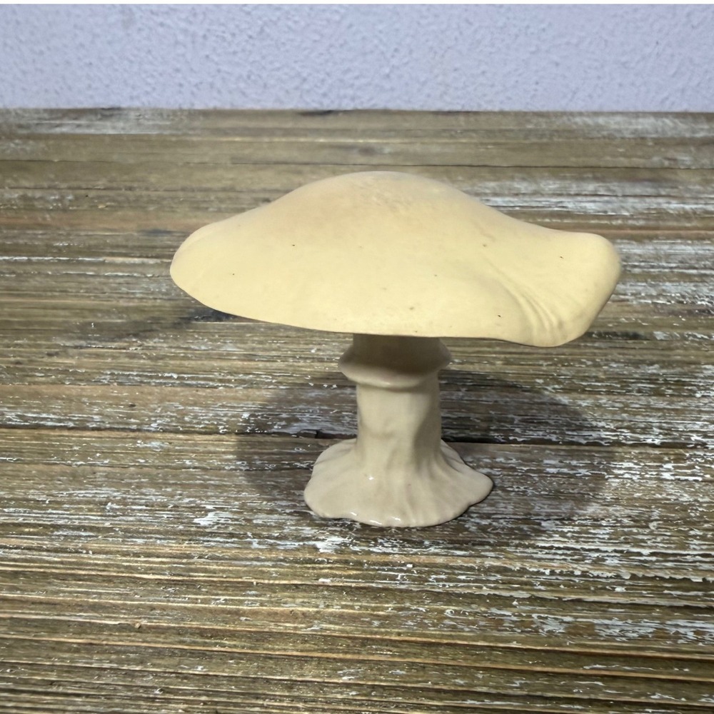 Vintage Ceramic Whimsical Mushroom Figurine Small Beige Fairycore Cottagecore
